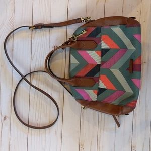 Fossil printed satchel crossbody purse